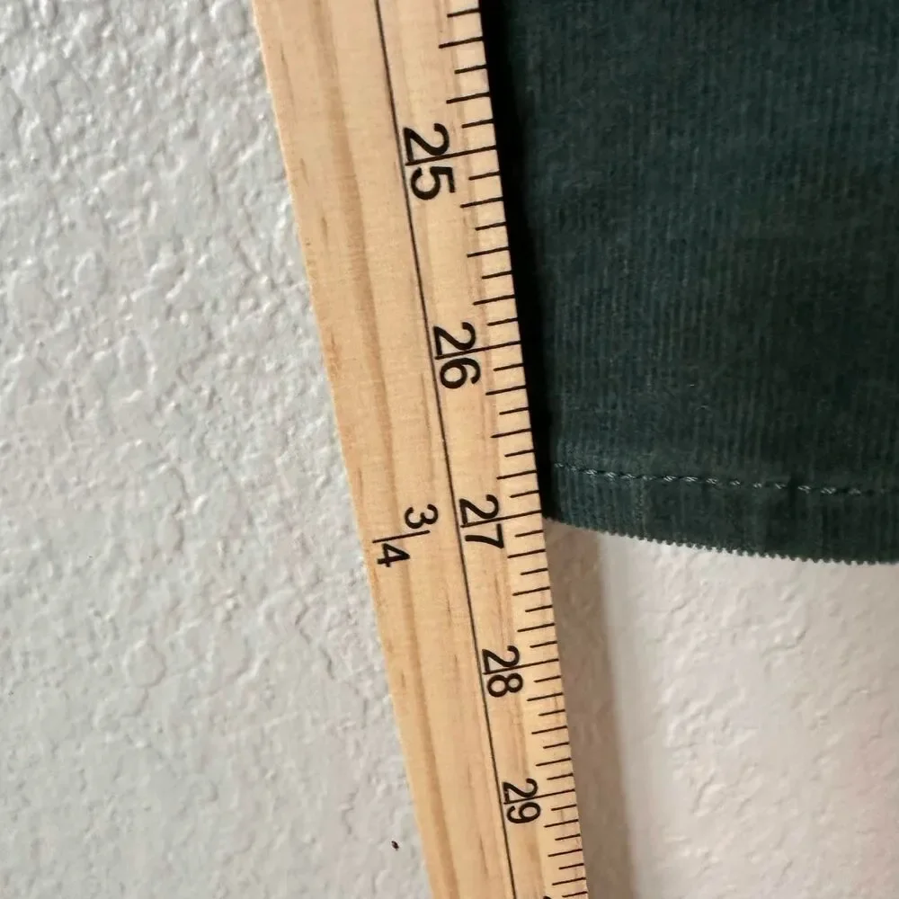 J.Crew Re-Imagined Corduroy Pants 27 Green High Rise Straight Toothpick Fall